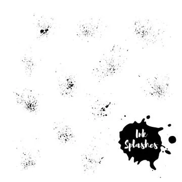 Vector illustration set of ink splash. Hand painted background. Stock Illustration
