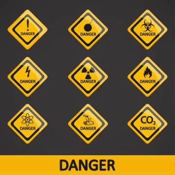 Vector illustration set label danger Stock Illustration