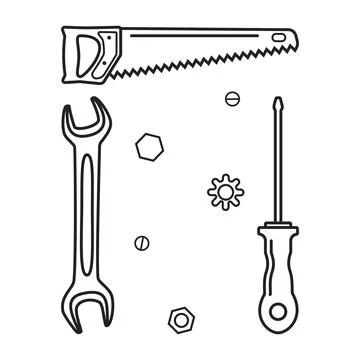 Vector illustration. A set of Labor Day icons in a linear style. Stock Illustration