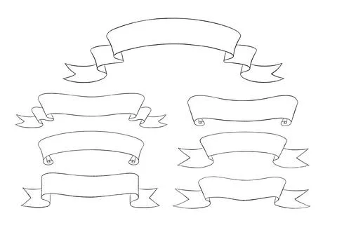 Vector illustration set of line art ribbon banners Stock Illustration