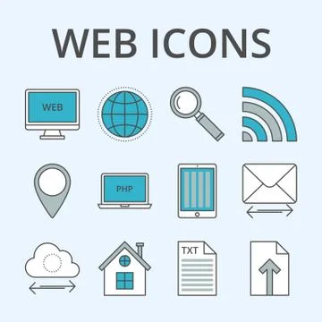 Vector illustration of a set linear icons Stock-Illustration