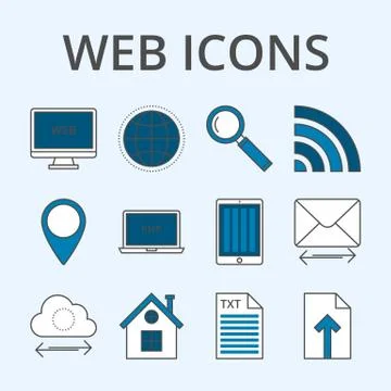 Vector illustration of a set linear icons Stock-Illustration