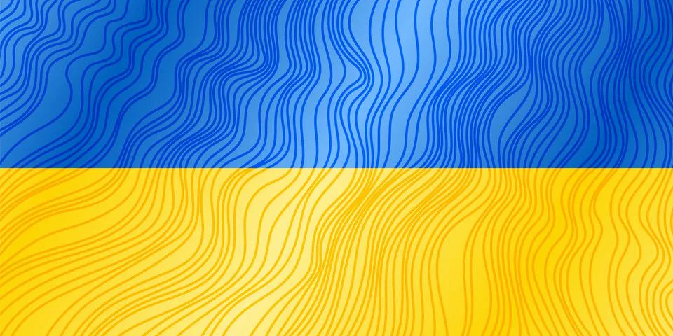 Vector illustration of a set of lines flag of Ukraine. Stock Illustration