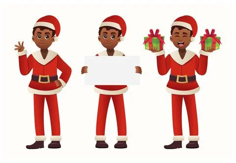 Vector Illustration set of a man in Santa Claus costume. Merry Christmas . Cu Stock Illustration