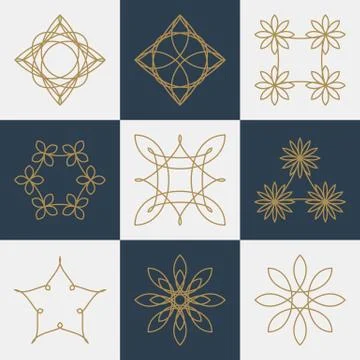 Vector illustration of a set monograms Stock Illustration