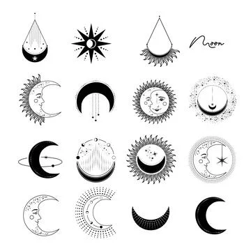 Vector illustration set of moon phases. Stock Illustration