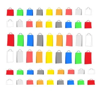 Vector illustration of a set of multicolored package templates Stock Illustration