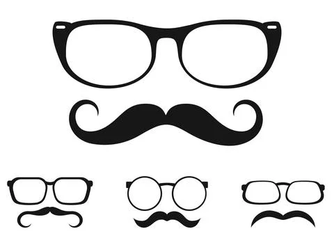 Vector illustration of set of mustache and glasses icon Illustrazione stock