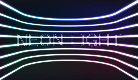 Vector illustration. Set of neon long lamps of different colors on a black is Stock Illustration