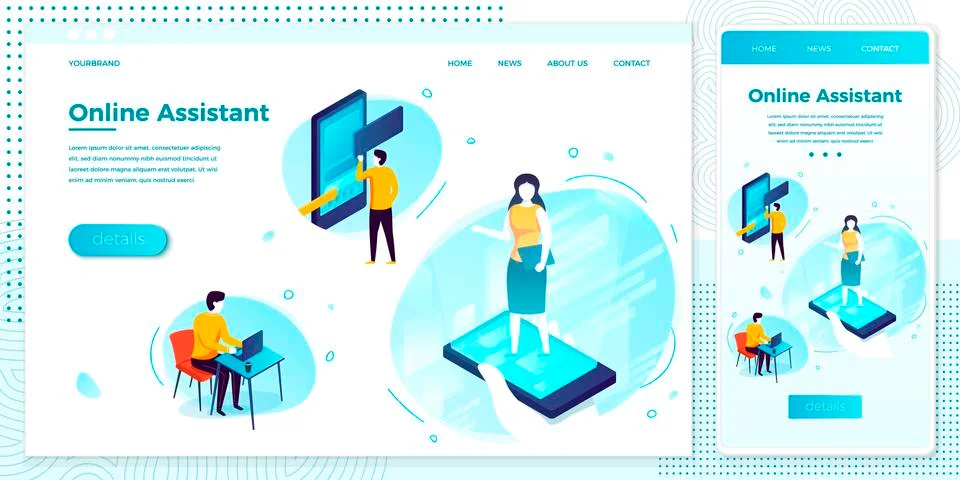 Vector illustration set - online assistant, fixing client problems 스톡 일러스트