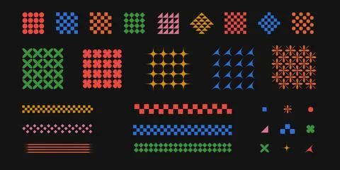 Vector illustration. Set of ornaments, geometry figures different colors in Stock Illustration