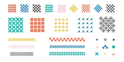 Vector illustration. Set of ornaments, geometry figures different colors in Stock Illustration