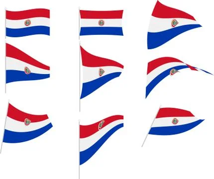 Vector Illustration of Set with Paraguay Flag Illustrazione stock