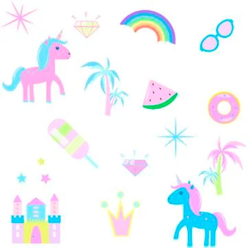 Vector illustration of a set of patches of comic Illustrazione stock