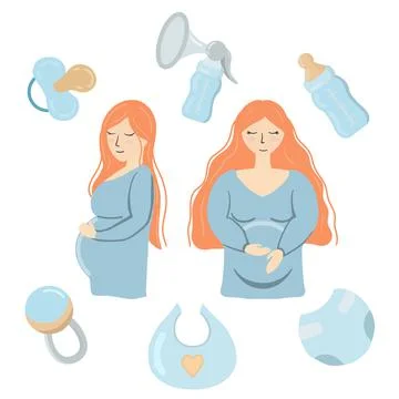 Vector illustration set with pregnancy isolated elements Stockillustratie