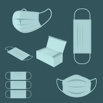 Vector illustration set of protective medical masks Stock Illustration