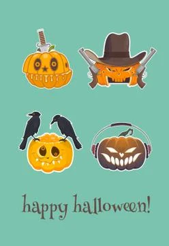 Vector illustration of a Set of pumpkins for Halloween holiday. Stock Illustration