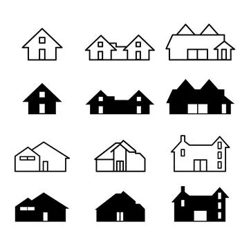 Vector Illustration Set of real estate and homes icons. Stock Illustration