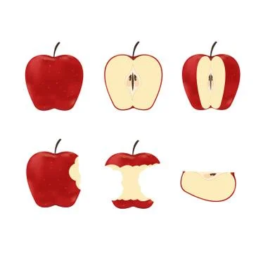 Vector illustration of set red ripe apples isolated on white background Stock Illustration