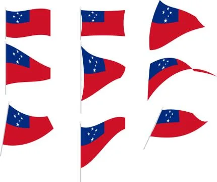 Vector Illustration of Set with Samoa Flag Illustrazione stock