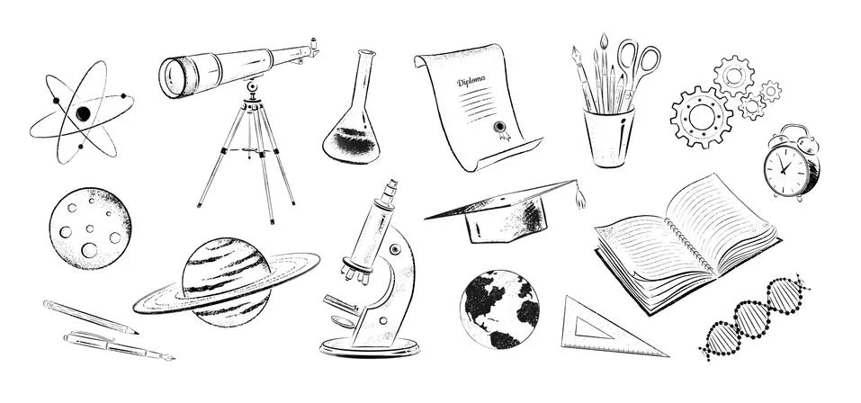 Vector illustration set of science objects Stock Illustration