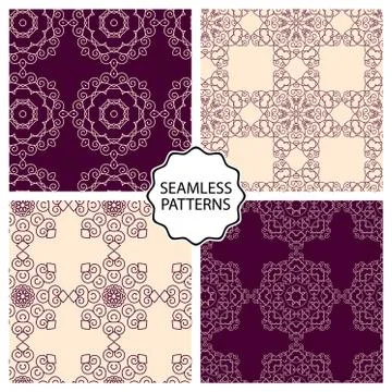 Vector illustration. Set of seamless line patterns Stock Illustration
