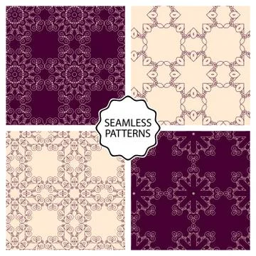Vector illustration. Set of seamless line patterns 스톡 일러스트