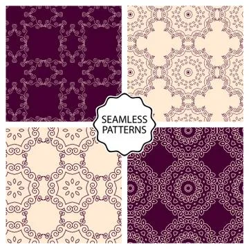 Vector illustration. Set of seamless line patterns イラスト素材