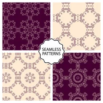 Vector illustration. Set of seamless line patterns 스톡 일러스트