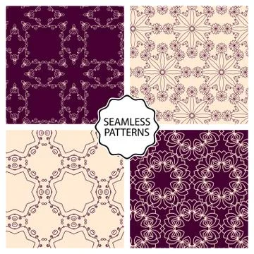 Vector illustration. Set of seamless line patterns イラスト素材