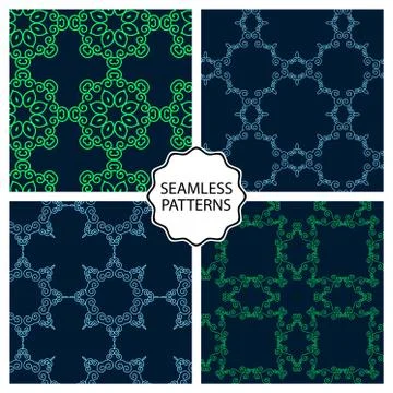 Vector illustration. Set of seamless line patterns Stock Illustration