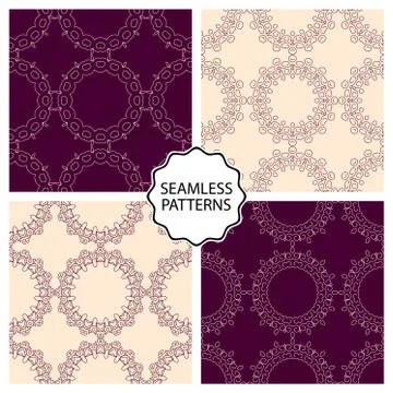 Vector illustration. Set of seamless line patterns Stock Illustration