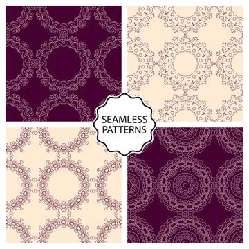 Vector illustration. Set of seamless line patterns Stock Illustration