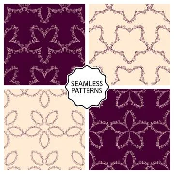 Vector illustration. Set of seamless line patterns Stock Illustration