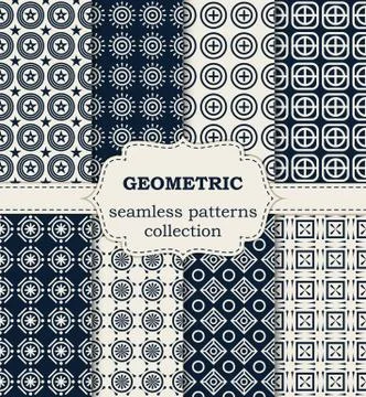 Vector illustration set of seamless patterns Stock Illustration