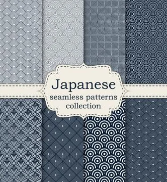 Vector illustration set of seamless patterns Stock Illustration