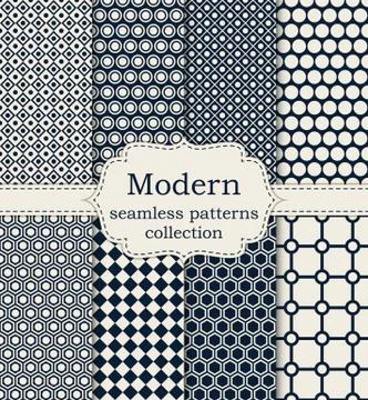 Vector illustration set of seamless patterns Stock Illustration