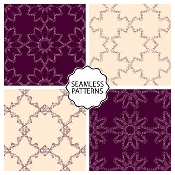 Vector illustration of a set seamless patterns Stock Illustration