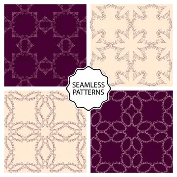 Vector illustration of a set seamless patterns Stock Illustration