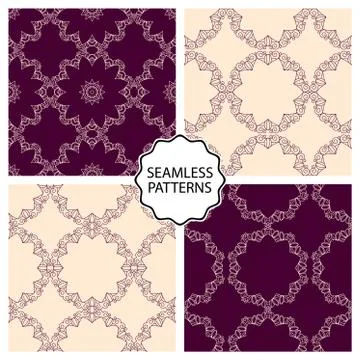 Vector illustration of a set seamless patterns Stock Illustration