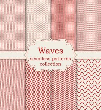 Vector illustration set of seamless patterns waves Stock Illustration