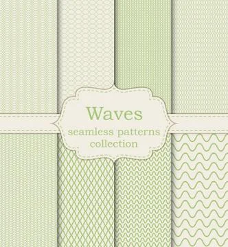 Vector illustration set of seamless patterns waves Stock Illustration