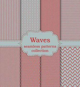 Vector illustration set of seamless patterns waves Illustrazione stock