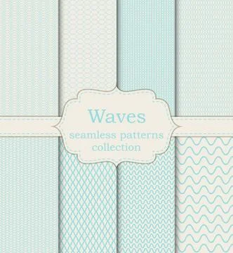 Vector illustration set of seamless patterns waves Stock Illustration