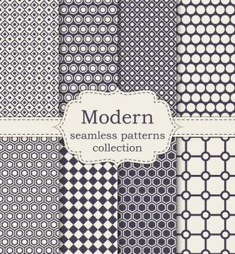 Vector illustration set of seamless patterns Stock Illustration
