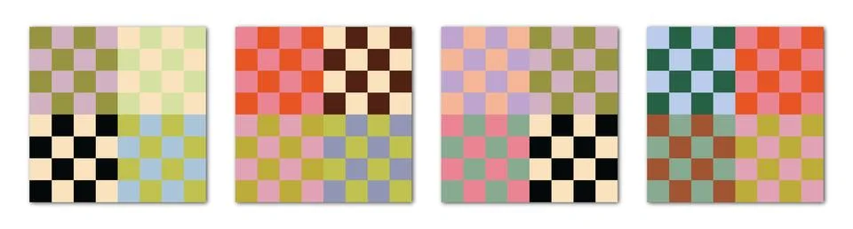 Vector illustration. Set of six Y2k backgrounds. Cool simple geometric posters Illustrazione stock
