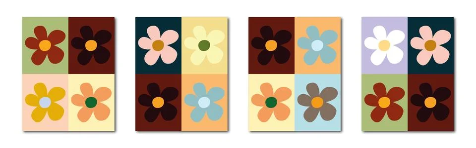 Vector illustration. Set of six Y2k backgrounds. Cool simple geometric posters Stock Illustration
