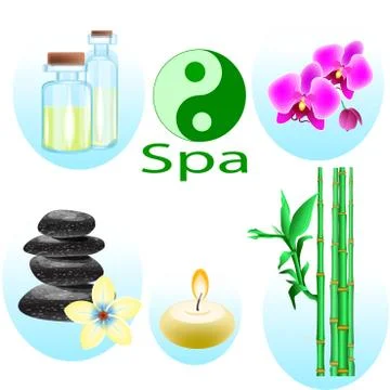 Vector illustration of a set of spa icons isolated Stock Illustration