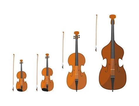 Vector illustration set of string instruments playing by bowing the strings Stock Illustration