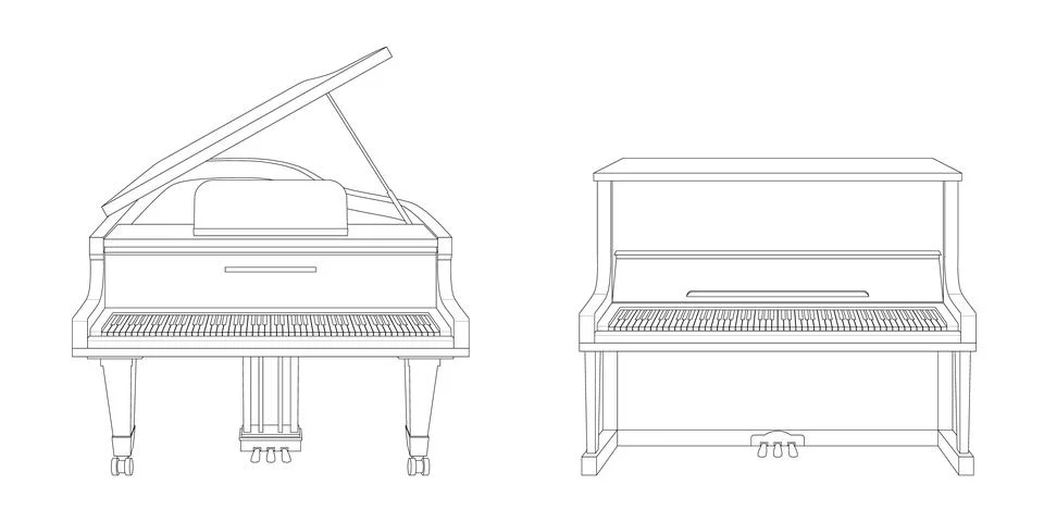 Vector illustration set of string instruments playing by striking the strin.. Stock Illustration